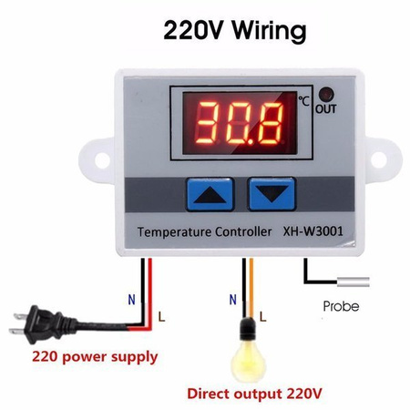 Regulator Temperatury LED 3-Cyfrowy Wyświetlacz 220V -50 do 110C - Prosta Obsługa - Do Zastosowania w Pompach CO, Cyrkulacyjnych, Grzałkach, Grzejnikach